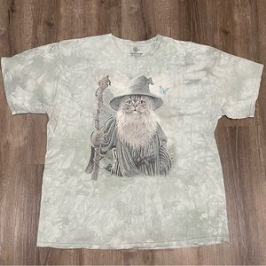 The Mountain Tee Catdalf Cat Wizard Sage Green Tie Dye Tee Men’s Size 3XL